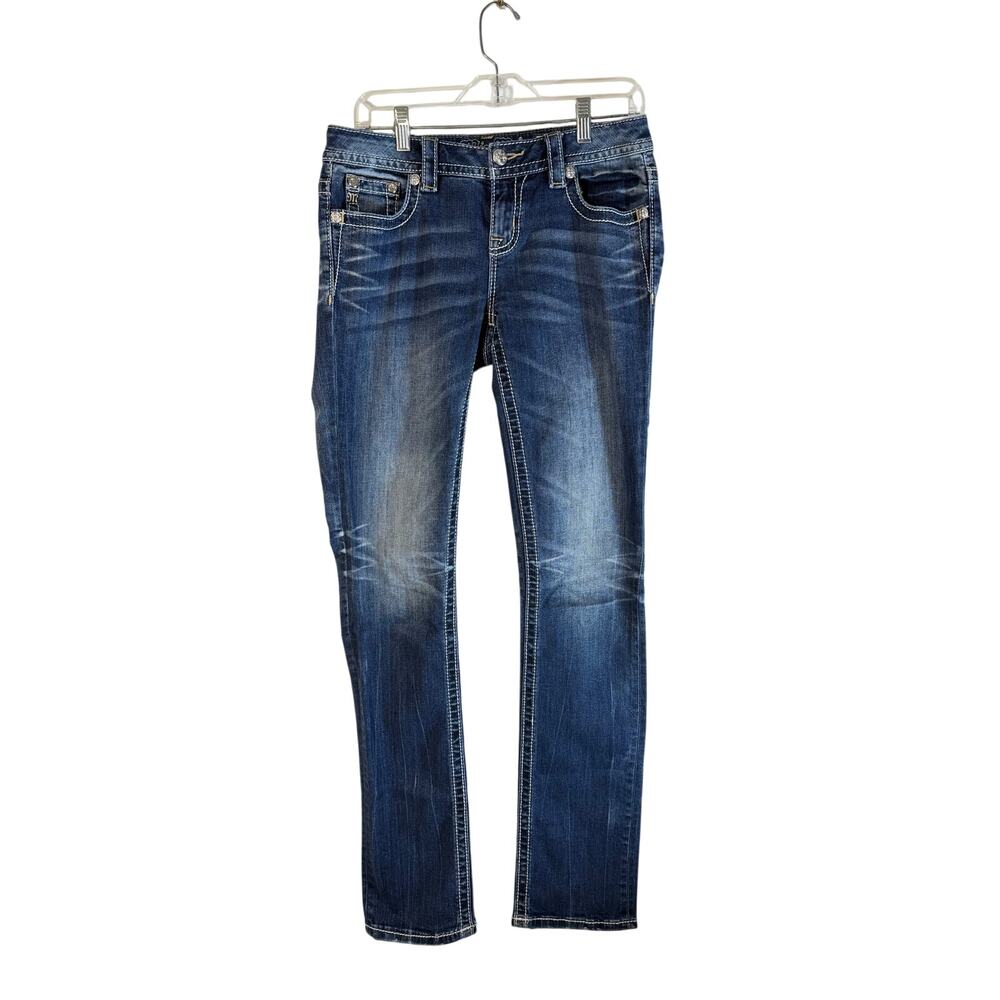 Miss Me Jeans Women’s Bootcut Wing Pocket Embroidered Rhinestone Bling Size 27